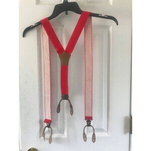 Vintage Very Rare President Co. POLICE Red Button On Suspenders Leather Elastic